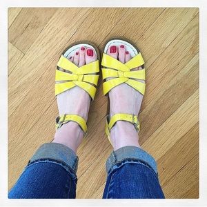 Women’s Salt Water Sandals -Yellow Patent Leather